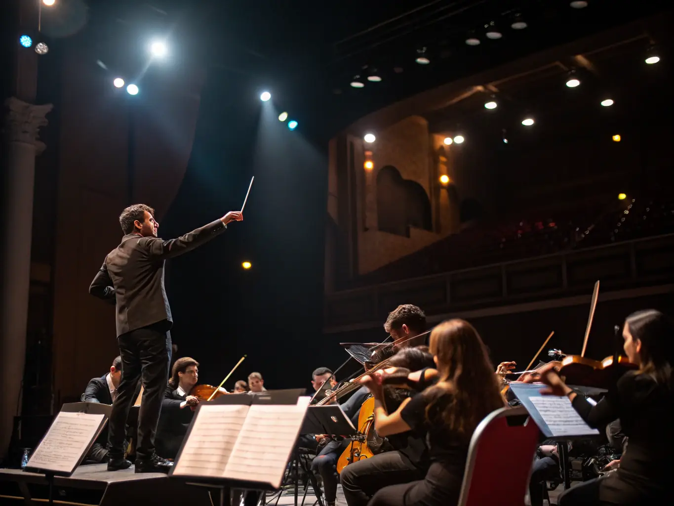 A captivating image of a JMF-sponsored youth orchestra performing on stage, highlighting their talent and dedication to musical excellence.